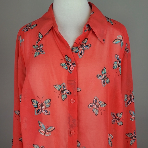 AGB Coral Butterfly 🦋 Button Down - Picture 2 of 6